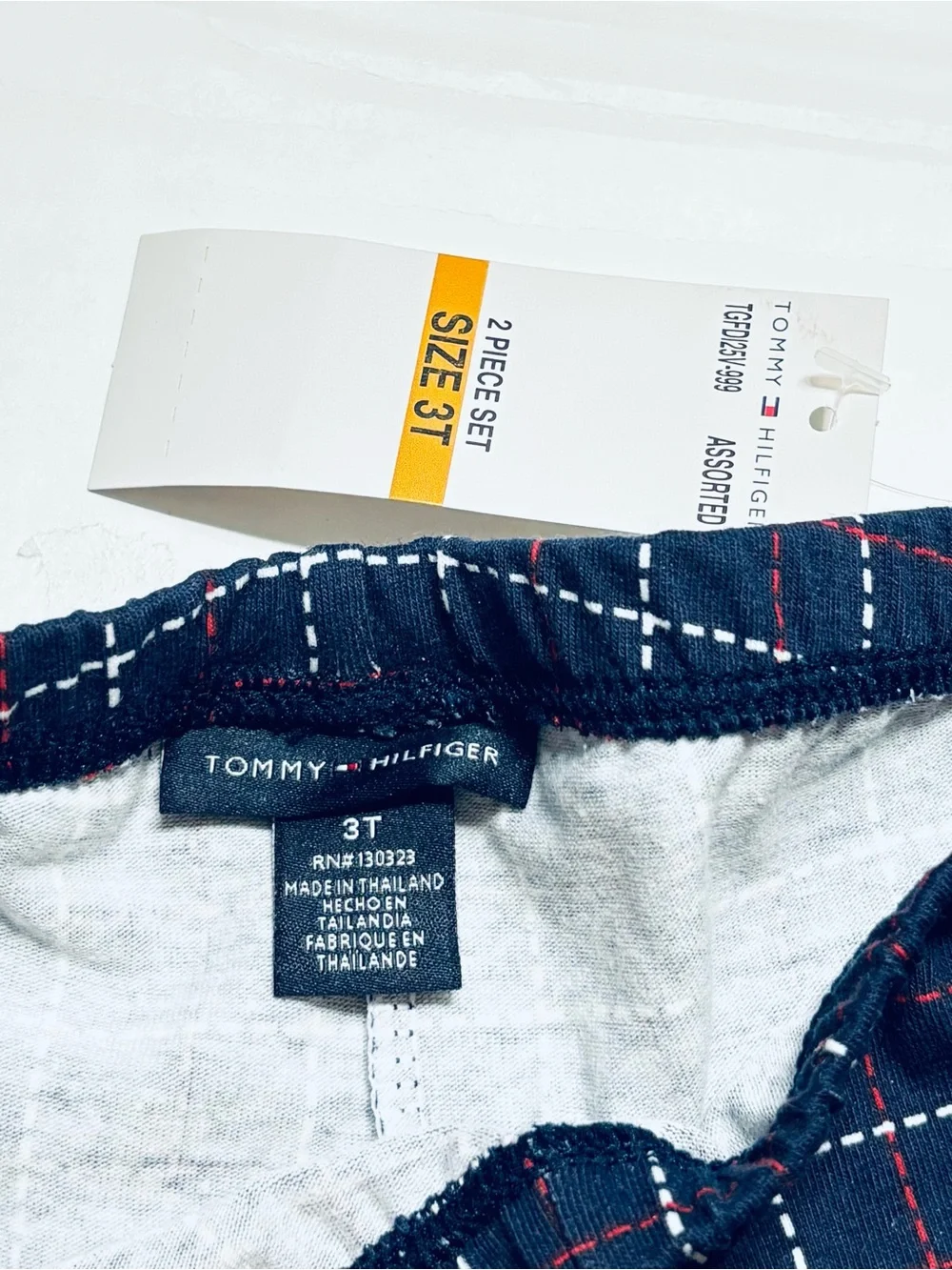 NEW Tommy Hilfiger Girls' Denim & Plaid Peplum Jacket Blue/Red Leggings Set 3T